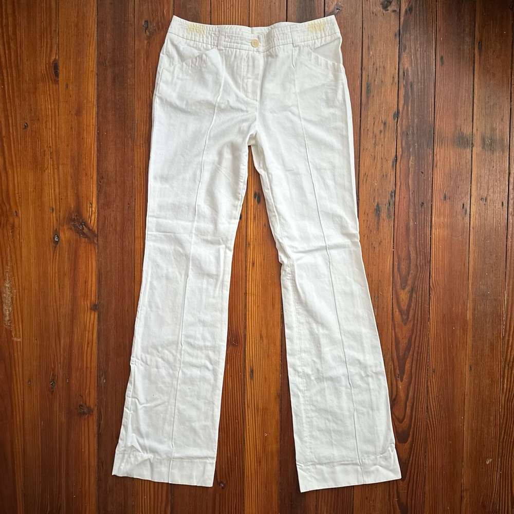 Chloé cotton bootcut leg plant in Craie (white) T40 fr